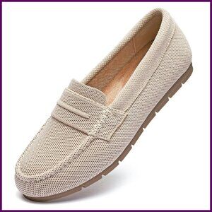 Women's Knit Loafers Slip-On Comfortable Work Flats Lightweight Breathable